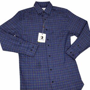 Duck Head Button Down Shirt XS Indigo Blue Windowpane Plaid NWT $108 Retail